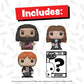 Funko Bitty POP! HP - Hermione in Robe, 4-Pack - Hermione Granger, Rubeus Hagrid, Ron Weasley and A Surprise Mystery Mini Figure - 0.9 Inch (2.2 Cm) - Harry Potter Collectable - Gift Idea