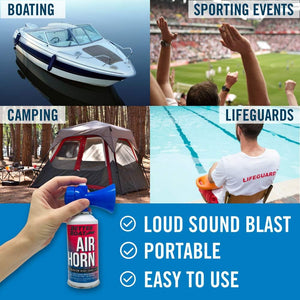 Large 3.5oz Marine Safety Air Horn, Very Loud Handheld Fog Horn, Compressed Can 3.5oz for Boating and Walking Safety