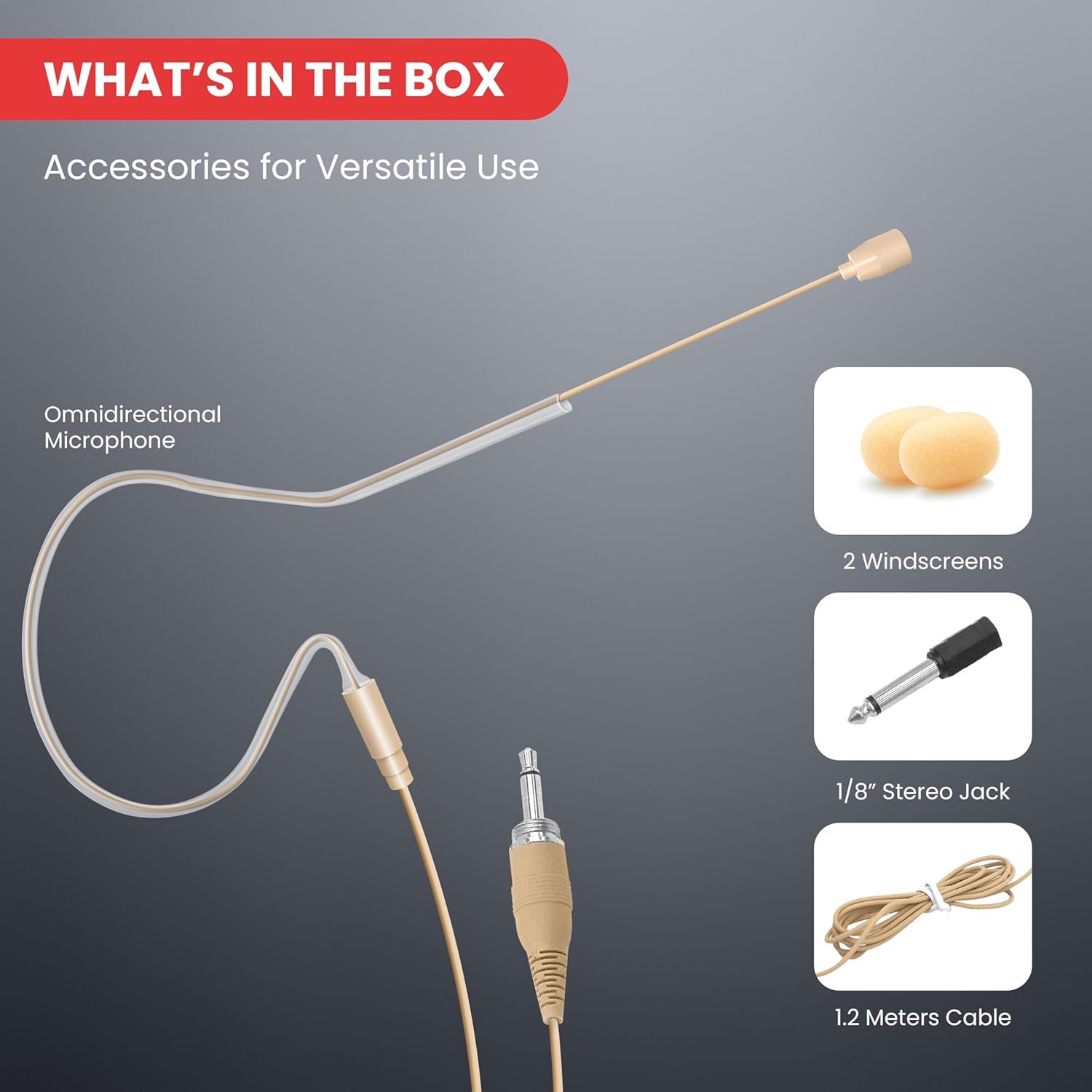 Buy now PYLE-PRO Over Ear Boom Microphone Headset - Professional Hands Free Omnidirectional Wired Audio Condenser Microphone Headset w/ 3.5mm / 1/4" Adapter, 1.2m Cable, and Windscreen - PMEM1 (Beige) at indiglob india