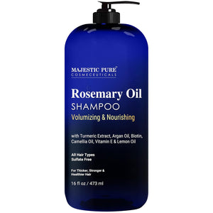 Majestic Pure Rosemary Oil Shampoo for Hair Growth - Volumizing & Nourishing Shampoo - with Vitamin E & Argan Oil - Sulfate Free, for Men & Women - 16 fl oz