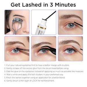 BEYELIAN Lash Bond and Seal, Cluster Lash Glue for Individual Cluster Lashes DIY Eyelash Extensions Latex Free Aftercare Sealant with Mascara Wand Super Strong Hold 72 Hours