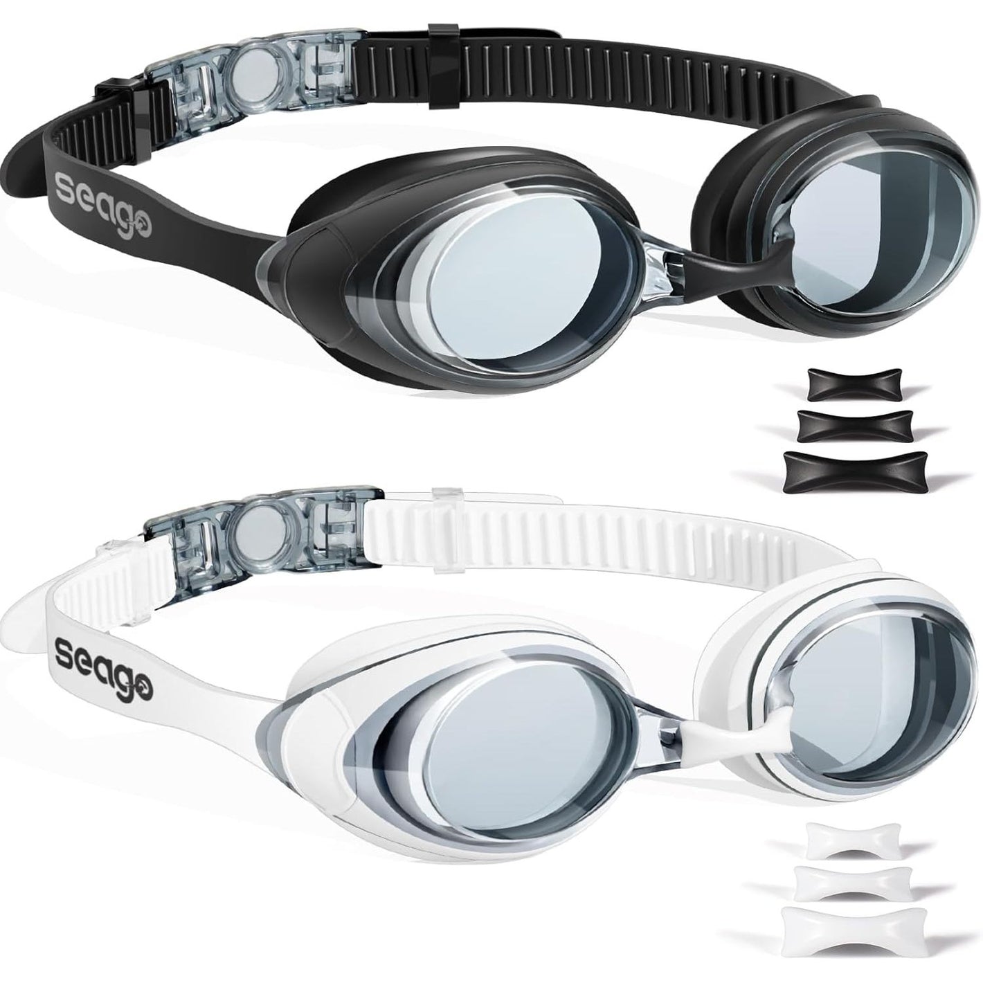 Seago 2 Pack Swimming Goggles Anti-fog Anti-UV Silicone Swim Goggles Adult Women Men