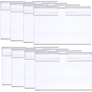 100Pcs Clear Plastic Wire Shelf Price Label Holder Retail Price Tag Label Card Holder Merchandise Sign Display Holder for Retail Store Supermarket Mall Price Display, 60 x 42MM - My Store