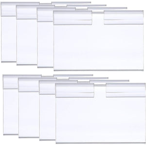 100Pcs Clear Plastic Wire Shelf Price Label Holder Retail Price Tag Label Card Holder Merchandise Sign Display Holder for Retail Store Supermarket Mall Price Display, 60 x 42MM