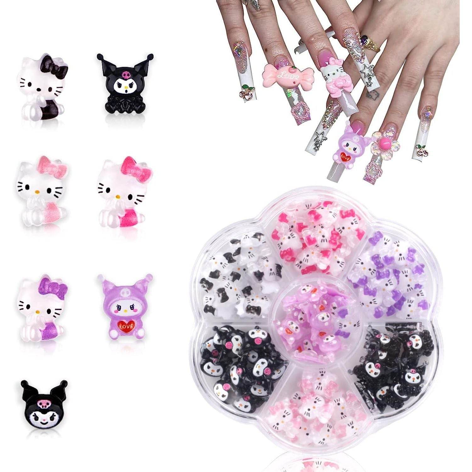 140 PCS Kawaii Nail Charms Slime Charms 3D Nail Art Charms Flatback Resin Charms, for Nail Art Decorations Supplies - My Store