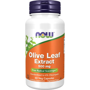 NOW Foods Supplements, Olive Leaf Extract 500 mg, Free Radical Scavenger*, 60 Veg Capsules