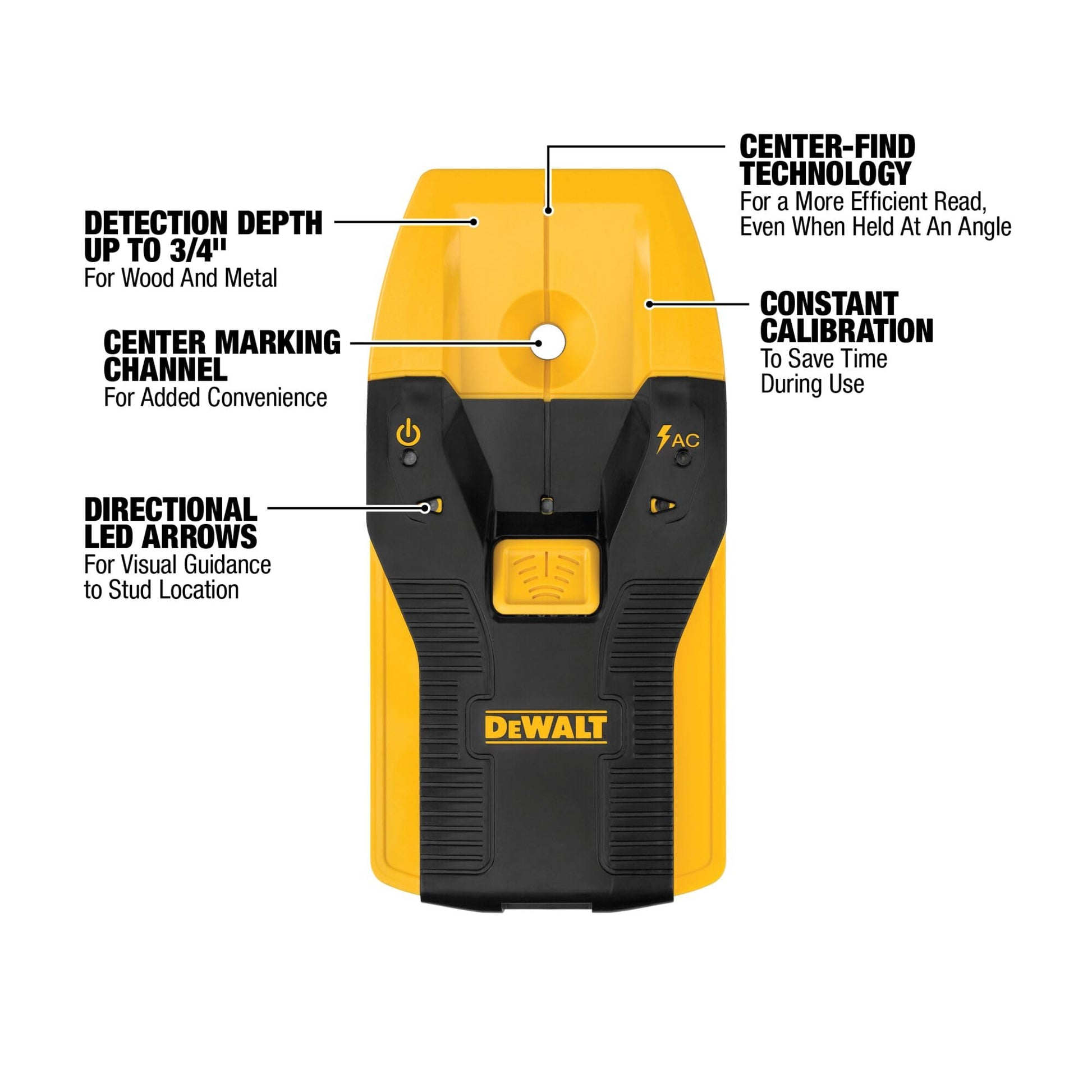 Buy now DEWALT Stud Finder, 3/4”, Locate Framing Studs Efficiently with LED Arrows, Ideal for Wood and Metal, AAA Batteries Included (DW0100) at indiglob india