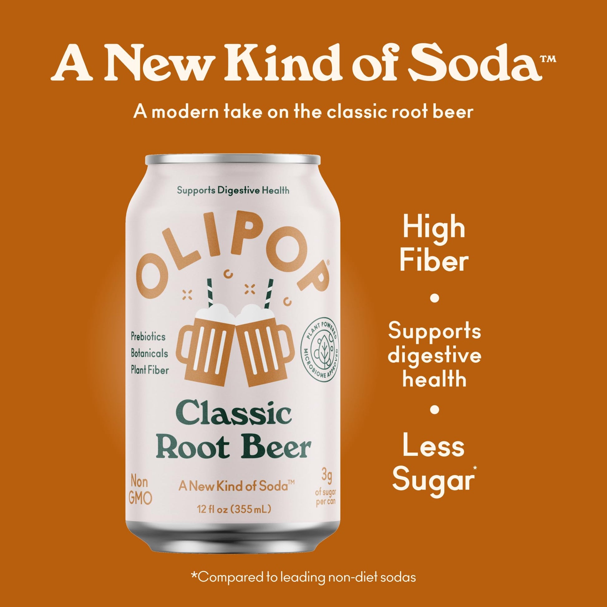 Buy now OLIPOP Prebiotic Soda Pop, Classic Root Beer, Prebiotics, Botanicals, Plant Fiber, 12 fl oz (4 Cans) at indiglob india
