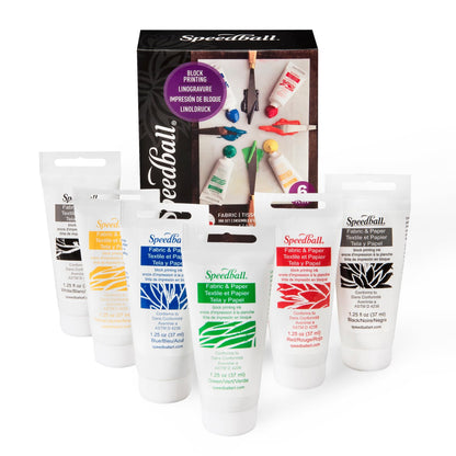 Buy now Speedball Premium Block Printing Ink Set - 6 Colors for Fabric and Paper - Water Soluble Oil Based Ink - 1.25 oz Each - Non Toxic Art Supplies at indiglob india