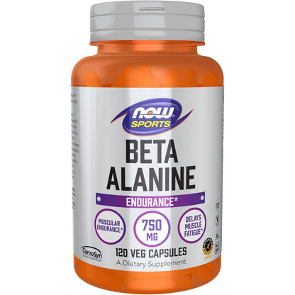 NOW Foods Sports Nutrition, Beta-Alanine 750 mg, Delays Muscle Fatigue*, Endurance*, 120 Veg Capsules