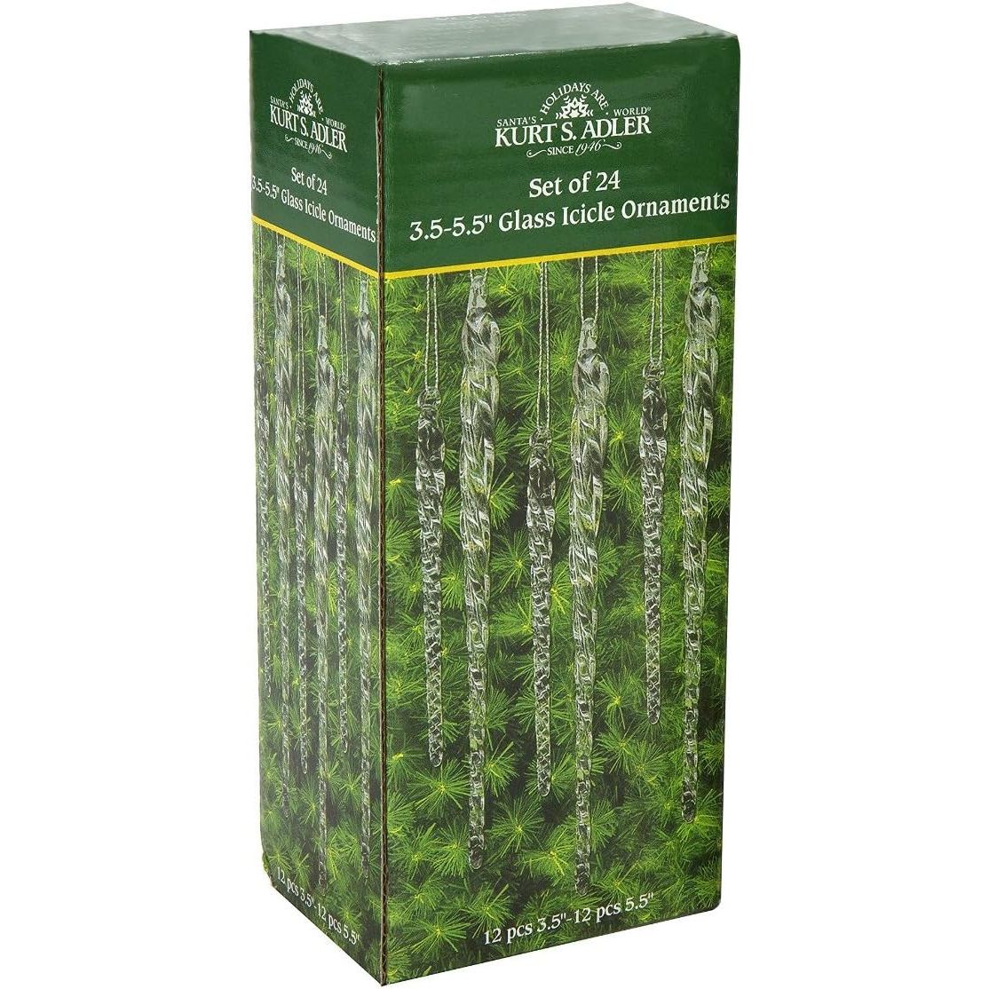 Buy now Kurt Adler 3-1/2-Inch-5-1/2-Inch Clear Glass Icicle Ornament Set of 24 Pieces (1) at indiglob india