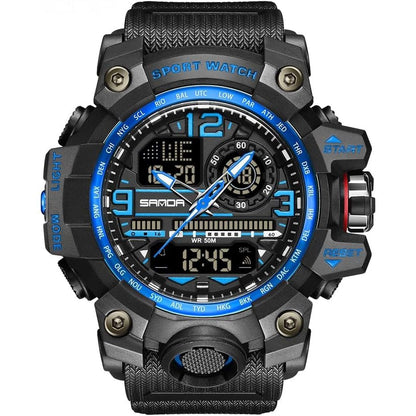 AIMES Mens Watches Sports Outdoor Waterproof Military Watch for Men Tactical Watch Analog Digital Date Alarm Stopwatch Multi-Function Tactics Big Face Wristwatch for Men