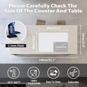 Thick Silicone Counter Mat Large 23.4"by15.6", Heat Resistant Mat for Kitchen Table/Countertop Protector/Non Stick Pastry Baking Placemats, Silicone Pad for Crafts Kids, Super Kitchen Clear