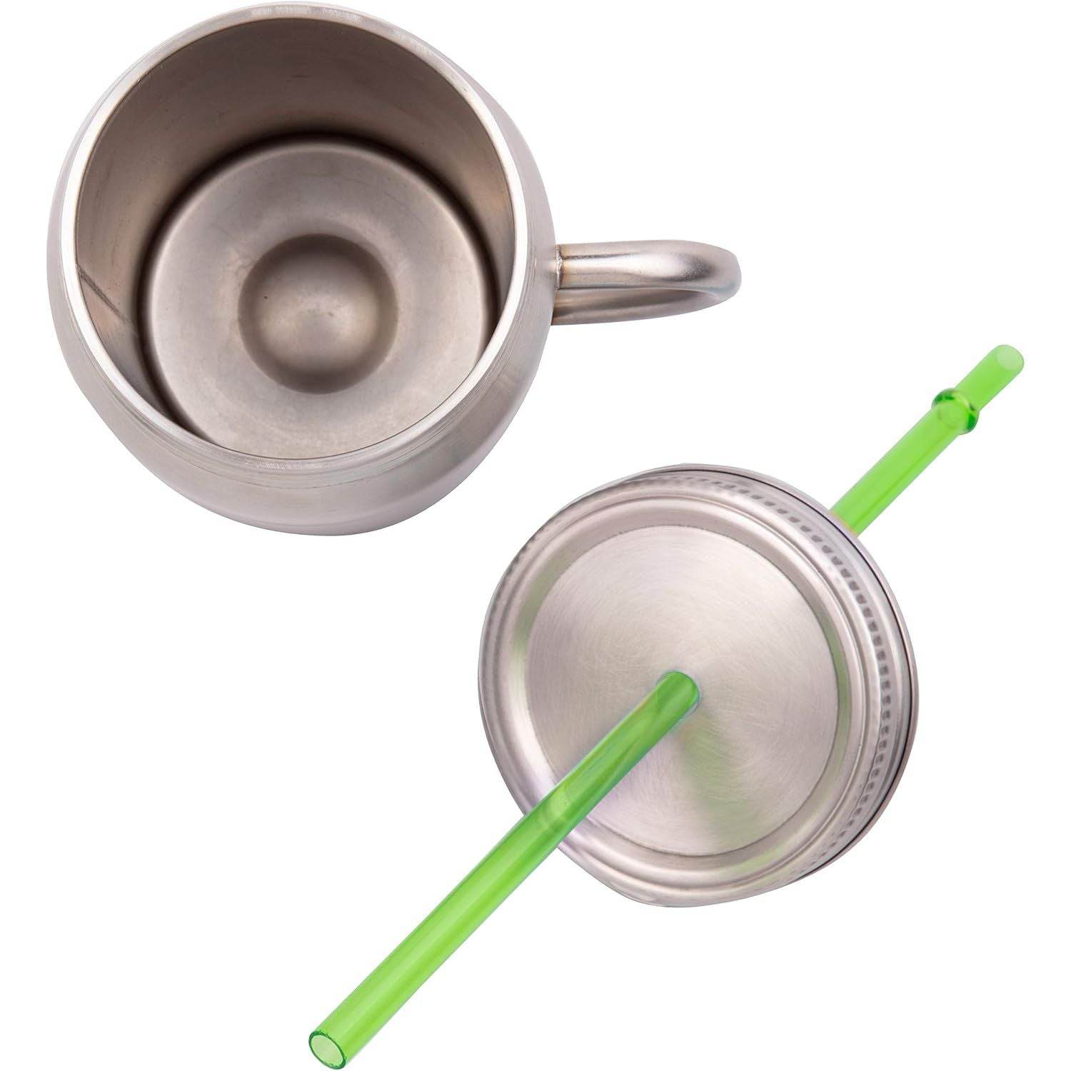 16 Oz Stainless Steel Mason Jars with Straws & Lids (2 Pack) - Insulated Double Wall Drinking Mugs Keep Drinks Hot or Cold for Hours - Essential Reusable Water Bottles, Coffee Cups, Travel Tumblers - My Store