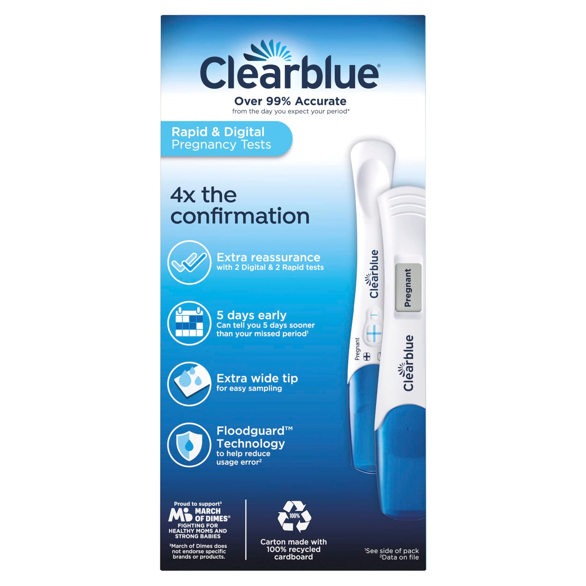 Buy now Clearblue Pregnancy Test Combo Pack, 4ct - Digital with Smart Countdown & Rapid Detection - Value Pack at indiglob india