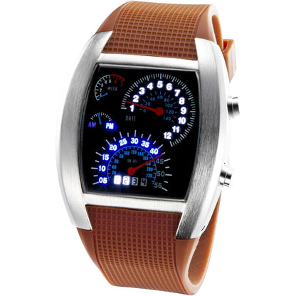 FANMIS Men's Digital Fashion Cobra LED Watches Silicone Iron Triangle Dial Sports Wrist Watch