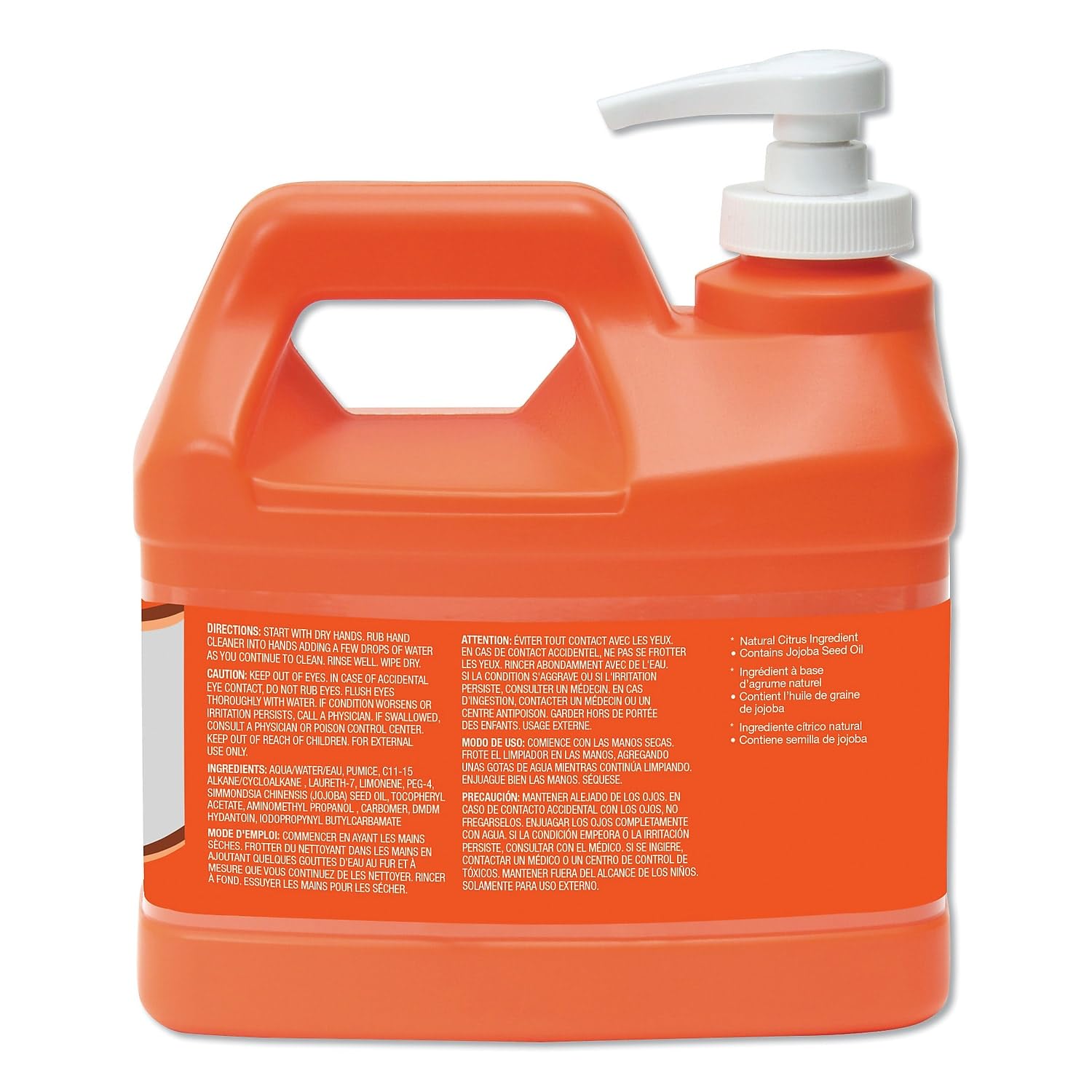 Buy now GOJO 095804 NATURAL ORANGE Pumice Hand Cleaner, Citrus, 0.5 gal Pump Bottle, 4/Carton at indiglob india