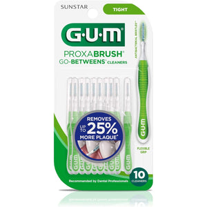 GUM Proxabrush Go-Betweens - Tight - Interdental Brushes - Soft Bristled Dental Picks for Plaque Removal Health - Safe for Braces & Dental Devices, 10ct