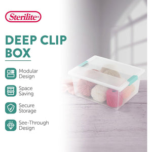 Buy now Sterilite 4-Pack Clip Box, Stackable Clear Plastic Bins with Latching Lids, Deep - Writing, Arts or Crafts Supplies Storage Containers for Home, Office, Classroom and Workshop Organization at indiglob india