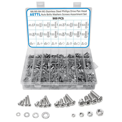 AETTLM6 M5 M4 M3 Nuts and Bolts Assortment Kit (660PCS)