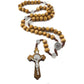 Saint Benedict Evil Protection Medal with Cross Wood Beads Rosary Necklace Nazareth Store