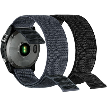 Buy now Abanen Hook and Loop Quick Dry Watch Band for Fenix 8 47mm/ epix Pro 47mm / Fenix 7/6/5, 22mm Woven Nylon Ultralight Sport Wristband Strap for Garmin Instinct 2, Instinct 3 45mm Black Grey at indiglob india