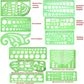 11 Pieces Geometric Drawings Templates Stencils Plastic Measuring Template Rulers Clear Green Shape Template for Drawing Engineering Drafting Building School Office Supplies - My Store