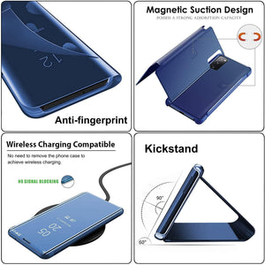 Compatible with Samsung Galaxy S23 Ultra Case Flip Leather Cover Clear S-View Mirror Shockproof Cover with Kickstand Anti-Scratch Protective Phone Cases Cover for Samsung S23 Ultra