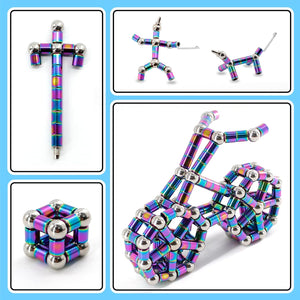 TTzycc Magnetic Pen With 13 Rings - Decompression Magnet Metal Fidget Pen, Creative Toy That Writes, Intellectual Learning and Stress Reduction Gift for Family or Friends