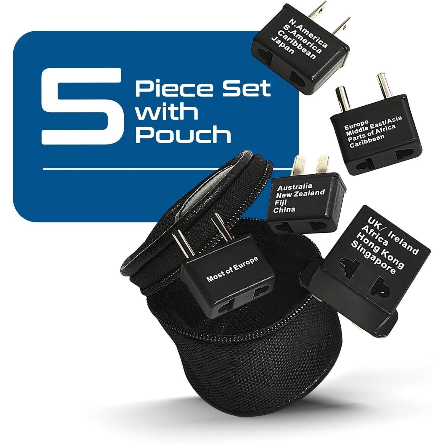 Ceptics International Worldwide Travel Plug Adapter 5 Piece Set, Great for Cell Phones, Battery Chargers, Laptops to Work in Most Countries - My Store