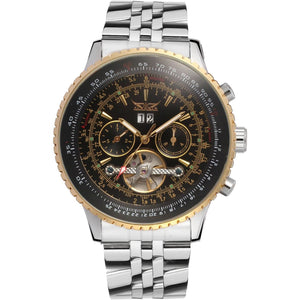 FORSINING Men's Self Winding Waterproof Automatic Stainless Steel Skeleton Tourbillon Calendar Wrist Watch