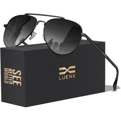 LUENX Aviator Sunglasses for Men Women Polarized Driving Classic Shades - UV 400 Protection with Accessories 60MM