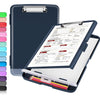 Sooez Clipboard with Storage, Clip Board 8.5 x 11 with Pen Holder, Plastic Organization Case Box for Letter Legal A4 Size Paper, Low Profile Clip, Nurses Teachers Must Haves, School & Office Supplies - Dark Blue
