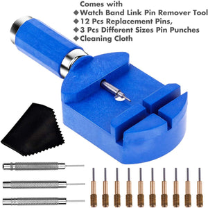 Cridoz Watch Link Removal Tool Kit - Replacement Pins and Pin Punches for Bracelet Sizing, Strap Adjustment and Repair