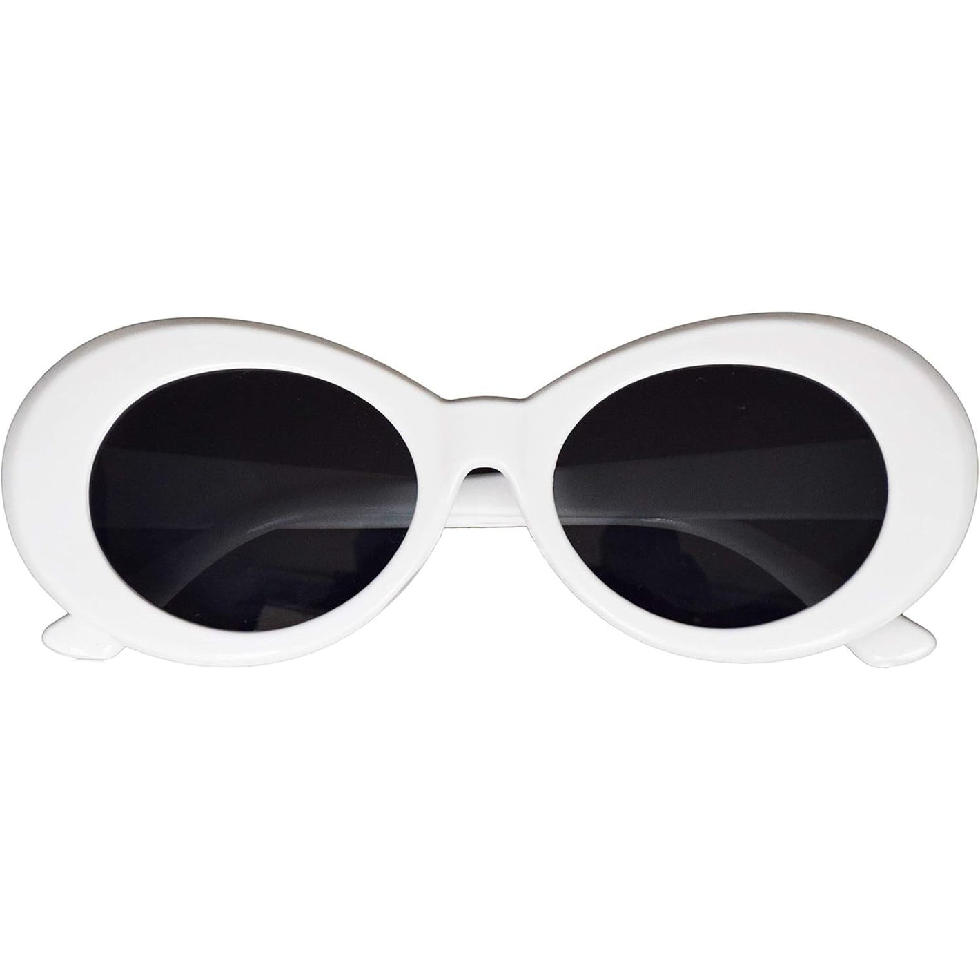White Retro Oval Mod Thick Frame Sunglasses Round Lens Clout Glasses Goggles