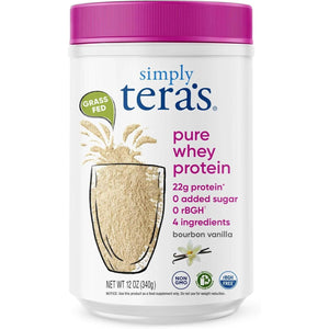 simply tera's Pure Whey Protein Powder - Grass Fed Vanilla Whey Protein Powder, Clean, Made Without Artificial Sweeteners, Non-GMO, Kosher, rBGH-Free, Soy-Free - 12 Oz