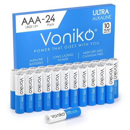Buy now Voniko Ultra AAA Batteries 24 Pack - Alkaline Triple A Battery, Ultra Long-Lasting for All Your Devices, 10-Year Shelf Life, Leak-Proof & Mercury-Free at indiglob india