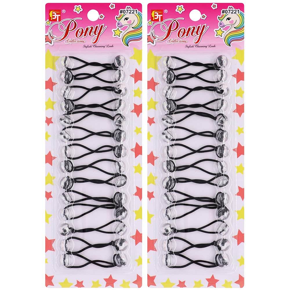 12mm Hair Accessories: 28 Pcs Bubble Twinbead Ponytail Holders with Balls for Kids, Toddlers, and Girls (Clear Assorted) - My Store