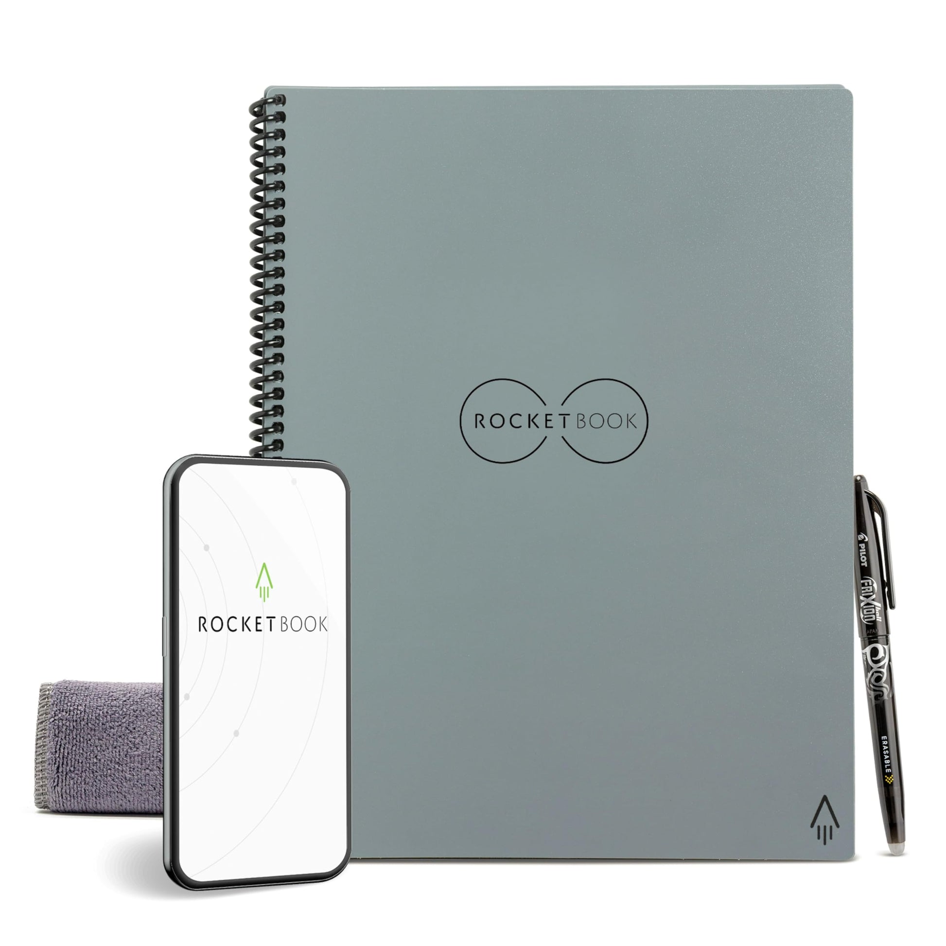 Buy now Rocketbook Core Reusable Spiral Notebook, Letter Size 8.5x11, Black - Dotted Pages, App-Connected, Erasable, Durable Cover, Ideal for School, Work, and Creative Projects at indiglob india