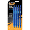 BIC Glide Bold Blue Ballpoint Pens, Bold Point (1.6mm), 4-Count Pack, Retractable Ballpoint Pens With Comfortable Full Grip - Blue