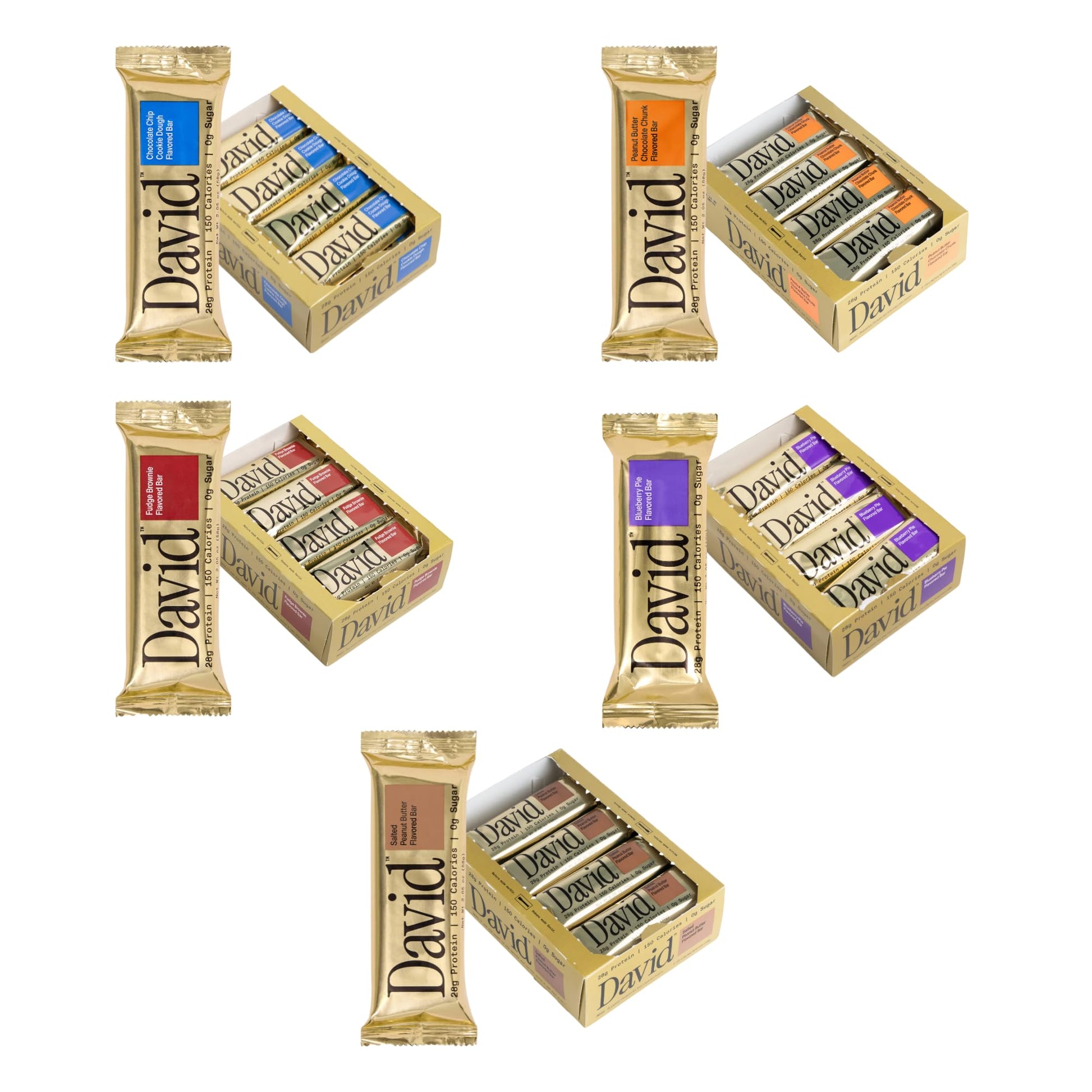Buy now David High Protein Bars - 0g of Sugar, Low Carb, Gluten Free - 28g of Protein, 150 Calories - On-The-Go Snack - Chocolate Chip Cookie Dough Flavor, Pack of 12 at indiglob india