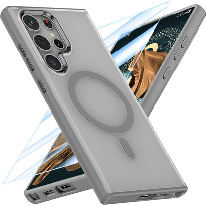 MATEPROX Magnetic Design for Samsung Galaxy S24 Ultra Case, Stylish Slim an-ti Yellow Translucent Matte Shockproof Protective Cover for S 24 Ultra 6.8'' 2024-Titanium Gray