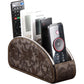 All-in-One Leather White TV Remote Holder for Remote Conrtols with 5 Compartments Nightstand Desktop Media Player Remote Caddy Storage Box Organizer Tray for Mobile Office Stationery Phone Controller