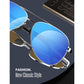 LUENX Aviator Sunglasses for Men Women Polarized - Silver Frame Blue Lens Mirrored Driving uv 400 Protection