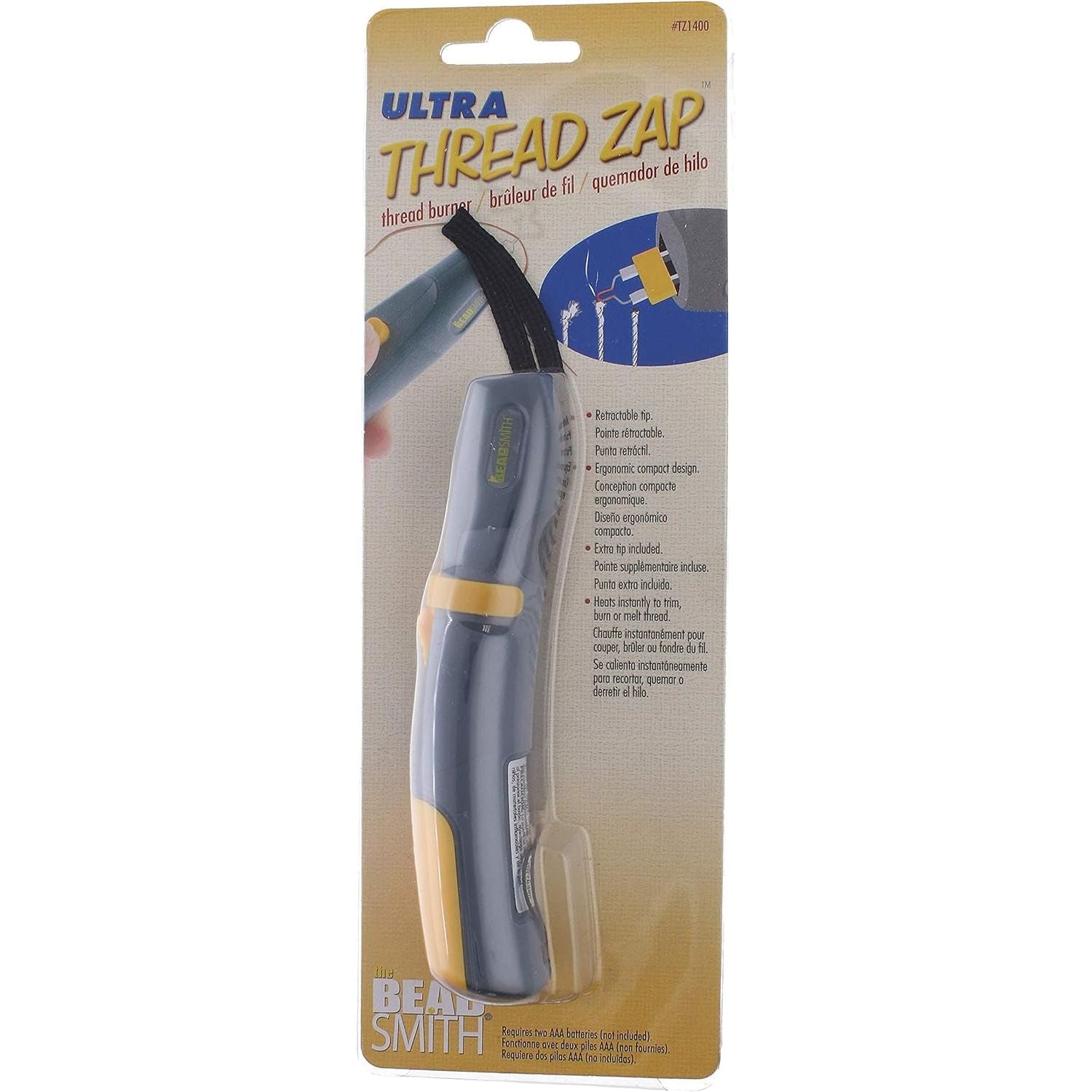Buy now The Beadsmith Ultra Thread Zap, Thread Burner, 3 inches, Push Button, Battery Operated (2xAAA), Trim, Burn and Melt thread with one touch at indiglob india