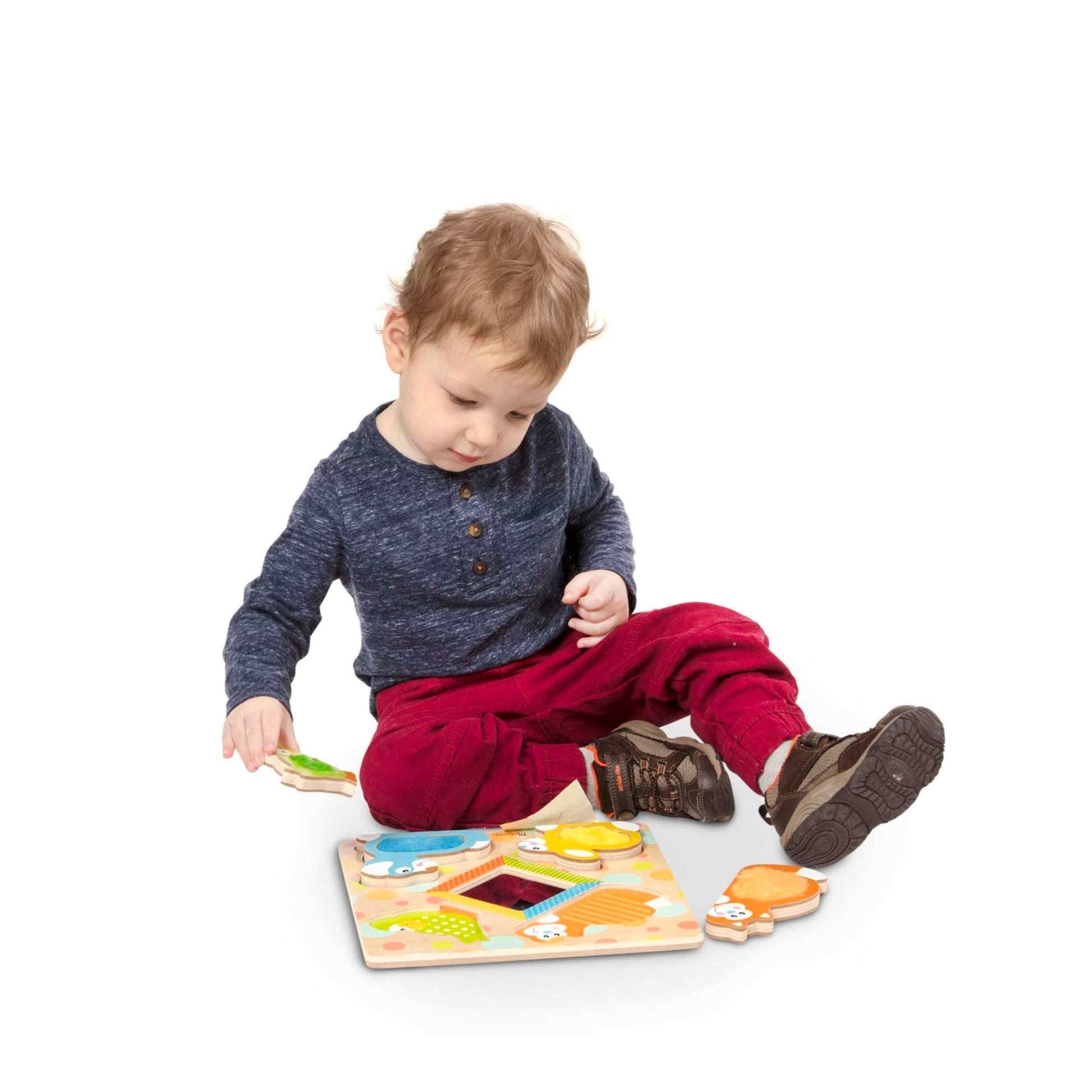 Buy now Melissa & Doug First Play Peek-a-Boo Pets Wooden Touch and Feel Puzzle with Mirror Mirror Toy for Babies and Toddlers, Sensory Toy Puzzle at indiglob india
