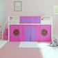 DHP Star Loft Bed, Pink & Purple Kid's Curtain Set Pink and Purple
