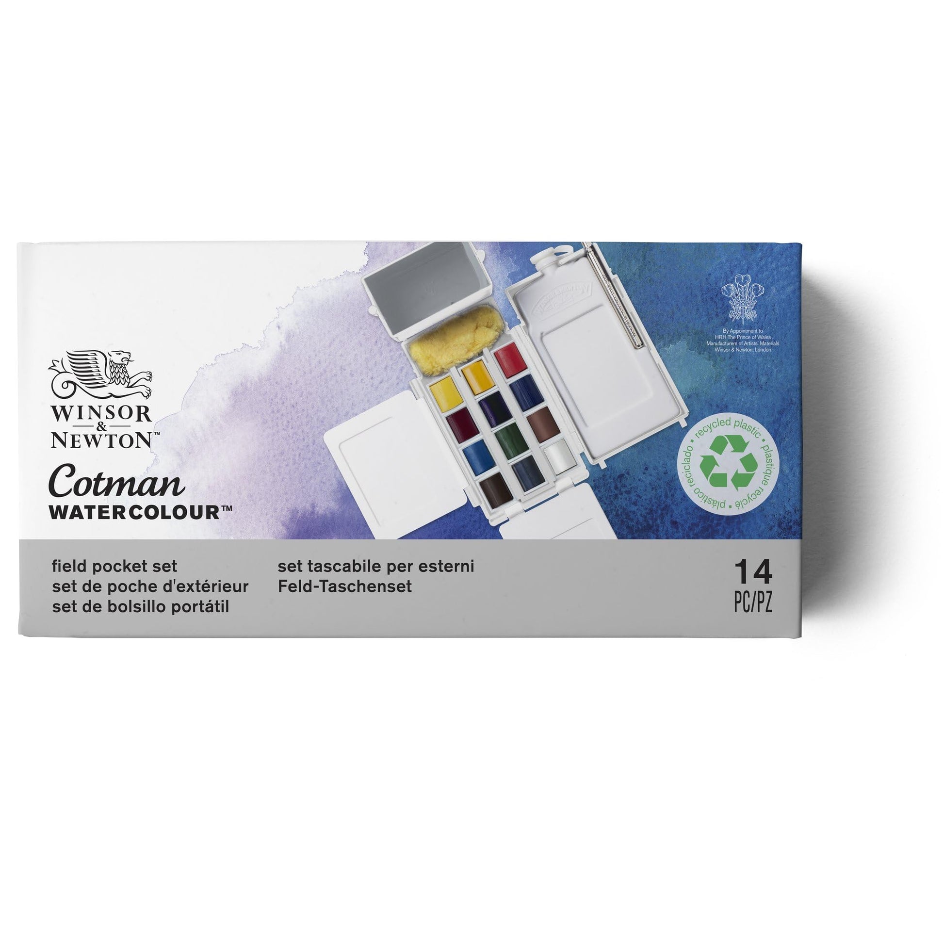 Buy now Winsor & Newton Cotman Watercolor Paint Set, Field Pocket Set, 12 Half Pan w/ Brush, Sponge, Bottle at indiglob india