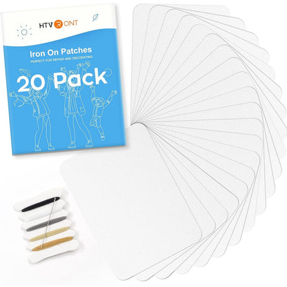 HTVRONT Iron on Patches for Clothes, 20PCS Iron on Patches for Jeans 3" by 4-1/4", 4 Shades of Cotton Denim Clothing Repair and Decoration Kit for DIY Repair, Crafting, Embellishment