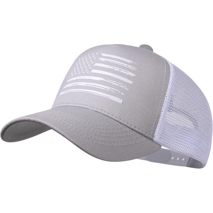 Baseball Cap, American Flag Trucker Hat for Men Women, Breathable Adjustable Fit Outdoor Mesh Snapback Hats